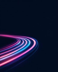 Abstract neon light trails on dark background
