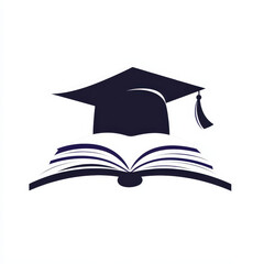 Graduation Cap with Open Book Symbolizing Education and Achievement