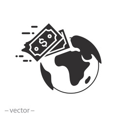 global remittance, transfer wire money icon, fast electronic pay, flat vector illustration