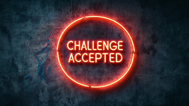 Challenge Accepted Neon Sign - Powered by Adobe