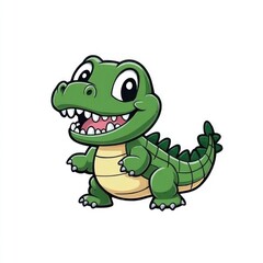 Obraz premium Happy baby crocodile cartoon illustration, white background, children's book