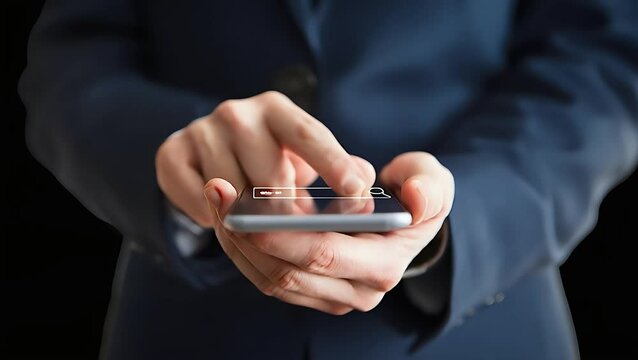 SEO Strategy: Businessman using Smartphone for Keyword Research and Information Search. Optimize    