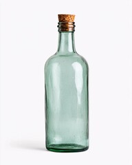 Green glass bottle with cork stopper