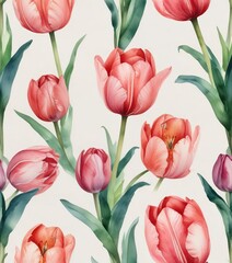 Obraz premium Elegant and artistic watercolor tulip design for seamless pattern, seamless, pattern