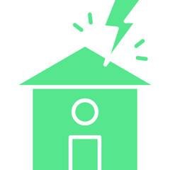 Lightning Striking House icon single vector illustration