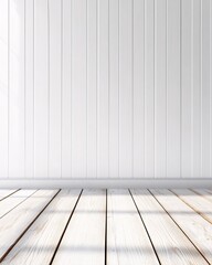 Naklejka premium Minimalist white interior with wooden floor