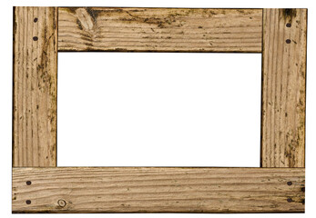 Blank wall hanging square wooden picture and photo frame, isolated background