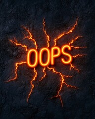 Neon “Oops” Sign on Dark Background