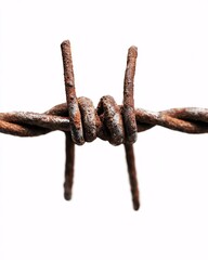 Rusty Barbed Wire on a White Background