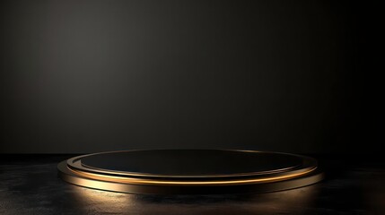 Black Friday banner background with a podium platform, black and gold stuff on a dark scene for product stand in 3D illustration