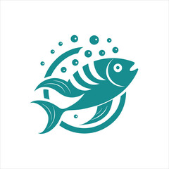  Artistic Fish Pattern with Waves and Bubbles Retro T-Shirt Art