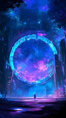 Man standing in front of a portal