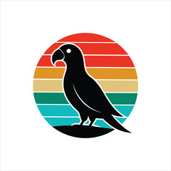 Grey Parrot Silhouette with Vintage Background for Graphic Projects