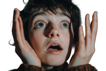 Astonishment! A Person Gazing Upward in Amazement, Wonder, and Surprise.  A Captivating Portrait.   