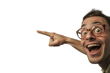 Excited Person Pointing, Dynamic Gesture, Discovery, Amazement, Surprise, Reaction, Enthusiasm,     