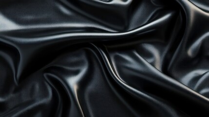 Fototapeta premium Black rubber-coated technical fabric texture with light reflections and shadows