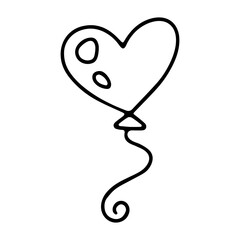 Vector outline drawing of a heart-shaped balloon
