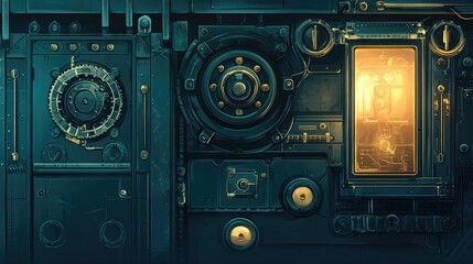 Fototapeta premium classic background with steampunk-style mechanisms. High quality illustration