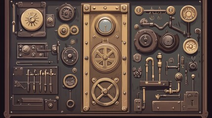 Obraz premium classic background with steampunk-style mechanisms. High quality illustration