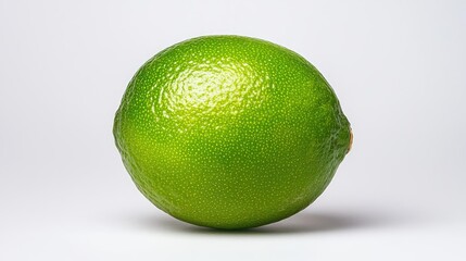 Single lime fruit on white background, food photography for recipe or cookbook