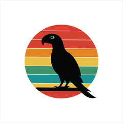  Vintage Grey Parrot Silhouette Illustration for T-Shirt Design