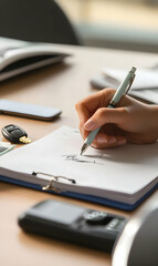 Signing Documents: Close-up of a Person's Hand Signing a Document
