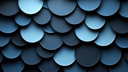 Overlapping circles and dots on a blue background, minimalist design banner template with white space for text. Ideal for modern and abstract presentations and websites.