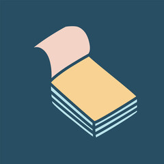 Doodle notebook icon hand drawn in a modern minimalistic style and colored on dark background. Vector illustration