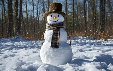 Obraz premium Charming Snowman in Winter Wonderland