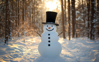 Fototapeta premium Elegant Snowman in Winter Wonderland