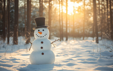 Obraz premium Charming Snowman in a Winter Wonderland
