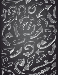  Hand draw curved doodle chalk arrows collection, vector eps10 illustration