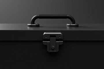 Black storage box with handle and latch