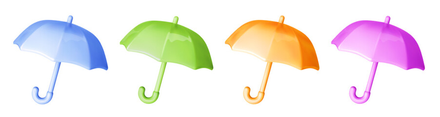 Set colorful 3d umbrella. 3d vector icon. Cartoon vector illustration © Doloves