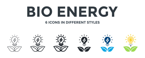 Bio Energy  Icon In Different Style Vector Illustration. Designed In Thin Line, Regular Line, Bold Line, Glyph, Color Fill, And Flat Style Can Be Used For Web