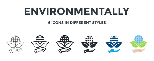 Environmentally  Icon In Different Style Vector Illustration. Designed In Thin Line, Regular Line, Bold Line, Glyph, Color Fill, And Flat Style Can Be Used For Web