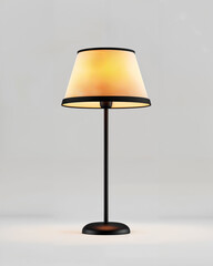Fototapeta premium Soft light from a classic lamp creates a warm atmosphere in a modern living space during the evening hours