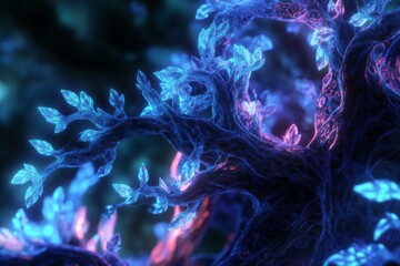 Obraz premium Glowing Blue Tree Branch With Intricate Details
