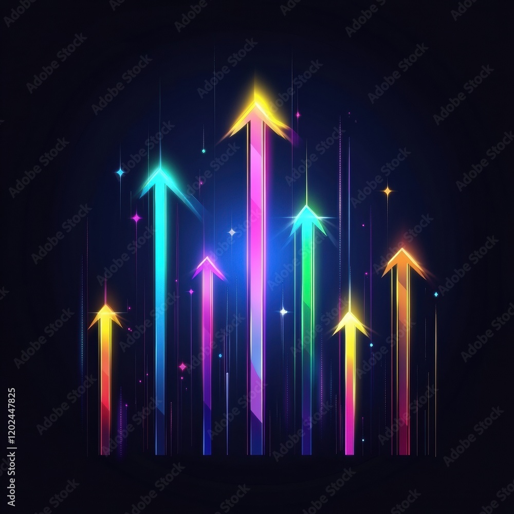 Aufkleber bright, colorful arrows representing growth and progress in a digital art style. generative ai