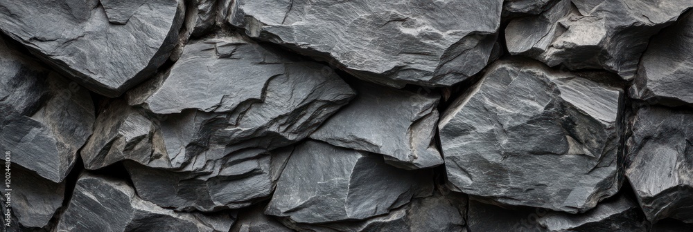 Poster textured gray stone wall with irregular rock shapes, perfect for architectural backgrounds or natura