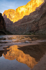 USA, Arizona, Grand Canyon National Park. Colorado River and cliffs.
