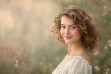 Obraz premium Soft focus highlights serene beauty of young woman in natural se