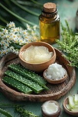Natural ingredients arranged artistically, showcasing healing pr
