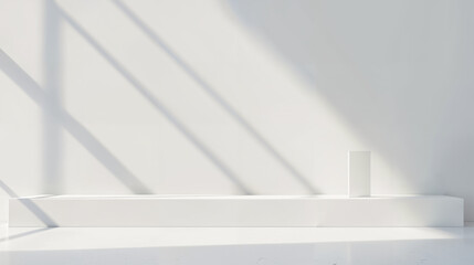 Obraz premium Modern minimalistic bathroom design with serene light and soft shadows creating an artistic atmosphere