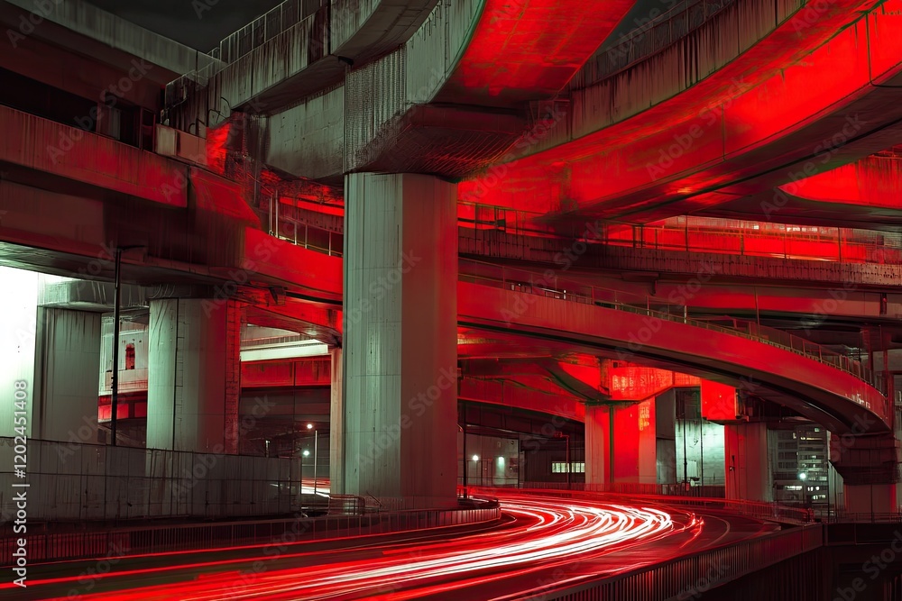 Poster illuminated highway intersection showcases intricate design with