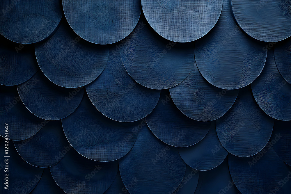 Poster abstract blue circular pattern: a textured deep blue scale-like design