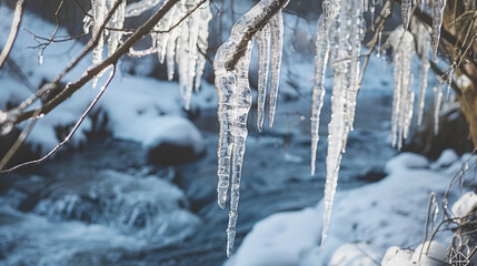 icicles on the branches of tree