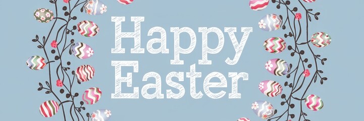 Obraz premium Happy Easter Egg Wreath