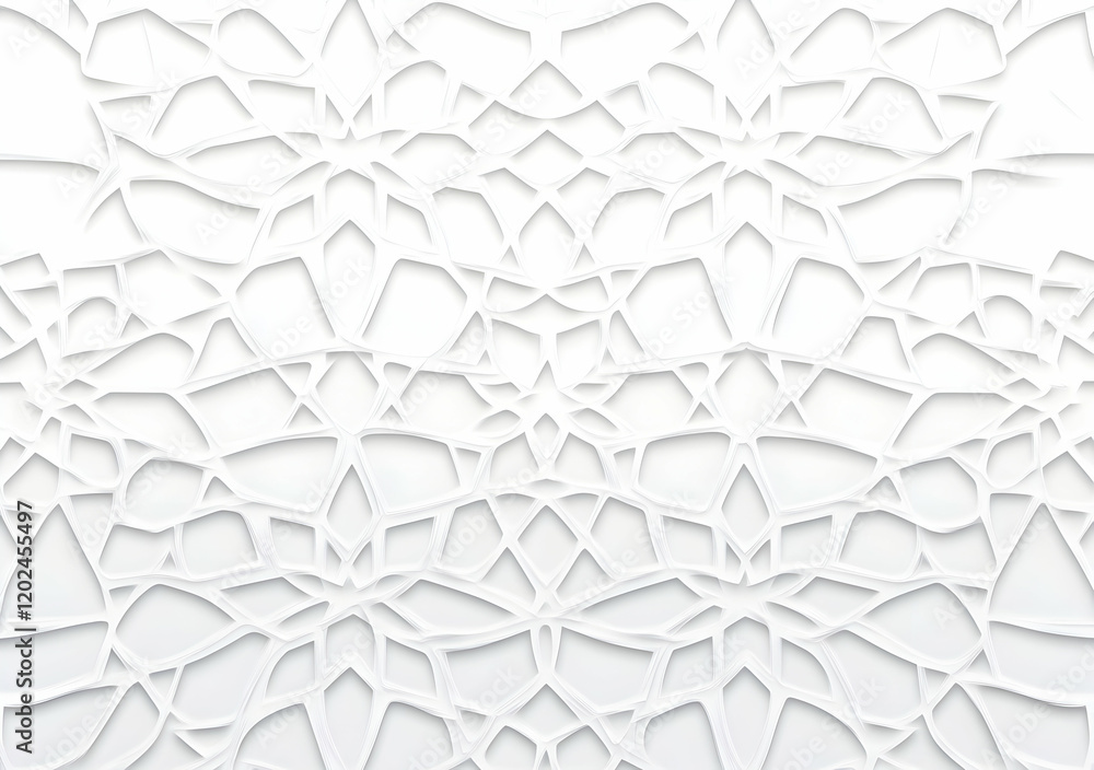 Poster abstract white geometric pattern: intricate network of interconnected shapes