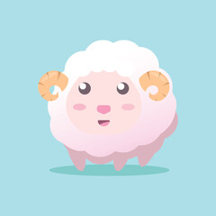 Cute kawaii rabbit, white bunny vector illustration